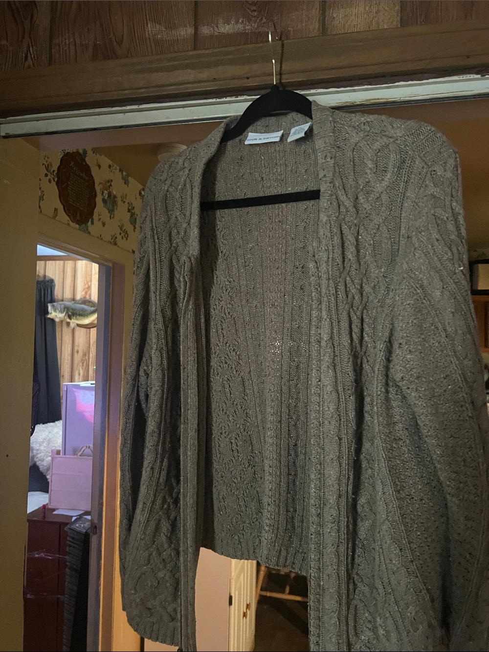 croft & barrow Taupe Cable Knit Cardigan